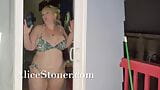 Smashed against a glass door in a Bikini BBW Strips and cums in the crowd V155 (Full Video) snapshot 2