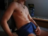 Nice boy shoots a big load on his stomach snapshot 1