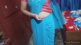 Mother in a blue sexy saree, video snapshot 12