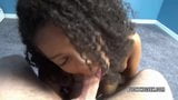 Ebony cutie layla finesse sväljer en stel vit kuk snapshot 12