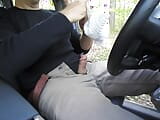 Horny so I pull the car over and jerk-off in a parking lot. I cum, get out and pull up my pants snapshot 9