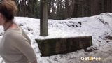 Curvy Babe Filmed Pissing In The Snow snapshot 9