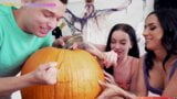 Busty halloween babe riding cock after carving pumpkins snapshot 2