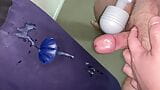 Small Penis With A Vibrating Massager Shooting A Load On An Inflatable Pillow snapshot 10