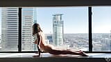 nude yoga: early morning sun salutation while reading erotica - yoga with grey snapshot 8