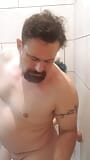 Faggot in chastity fucking 9 and 12 inch dildos in the shower, ending with ass to mouth snapshot 3