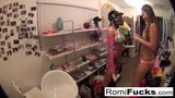 Romi and Dani lesbian black-light fun snapshot 15