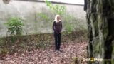 Blonde Jogger Relieves Herself In Leaves snapshot 3