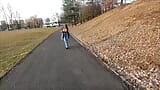 She pee through pants and flashing in a public park snapshot 13