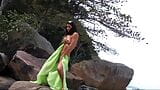 Friends Monica Matos and July Paiva have threesome outdoors snapshot 2