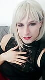 Back to Zion - blonde crossdresser jerks off cock with black nails and cums in your face snapshot 1