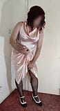 Sexy crossdresser full length shiny satin snapshot 5