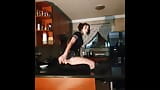 Skinny slut sexy strip dance on kitchen counter snapshot 2