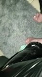 My shiny slut in pvc leggings and husband downstairs snapshot 1