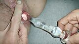 Boyfriend putting glass dildo in my creamy pussy and i piss snapshot 2