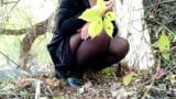Russian mommy in pantyhose pissing outdoors snapshot 1