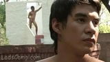 Hunky guy plowing twink mouth and booty outdoors snapshot 6