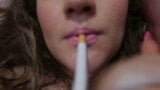 CUTE BLONDE GIRL SMOKES a CIGARETTE while thinking to SUCK your COCK!! snapshot 1