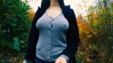 Boobwalk: Buttoned V-Neck Shirt, and Coat. Tits Out. snapshot 3