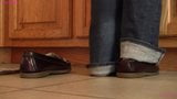 Caroline shoeplay Sperry while doing dishes PREVIEW snapshot 7