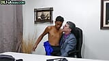 Asian twink fucks hairy ass of white DILF in office snapshot 1