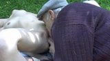 Old Men fucking young slut in a meadow snapshot 18