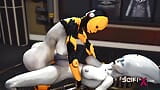 Futa sex robot plays with a female alien in the sci-fi lab snapshot 8