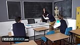 Curvy Teacher Valentina Nappi Gets Fucked By Three Students In A Classroom - FreeUse Fantasy snapshot 7