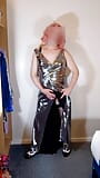 Hot TV crossdresser Nottstvslut classy silver shiny evening dress snapshot 14