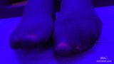 Mistress’s pretty feet in black pantyhose and colored toenails snapshot 1