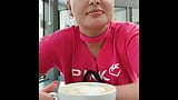 A young girl sucks a stranger's cock and swallows sperm in exchange for coffee in a toilet in a shopping mall snapshot 2