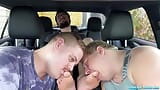 Car ride turns into a foot licking and worshipping threesome snapshot 9