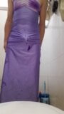 紫のスパンデックスロングドレスを着て自慰行為 snapshot 8