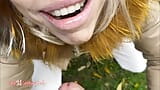 Lily sucks a big dick in a park. A mature blonde takes a golden shower, drinks urine and blows bubbles with a macho dick. snapshot 9