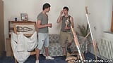 Two young artists share very old mature model snapshot 1