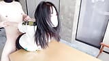 Black silk beautiful legs creampie, Momo is trained by a big cock on the desk! snapshot 9