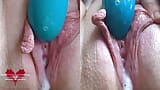 Pussy presentation and masturbation with the Satisfyer. Close up from 2 perspectives. snapshot 9