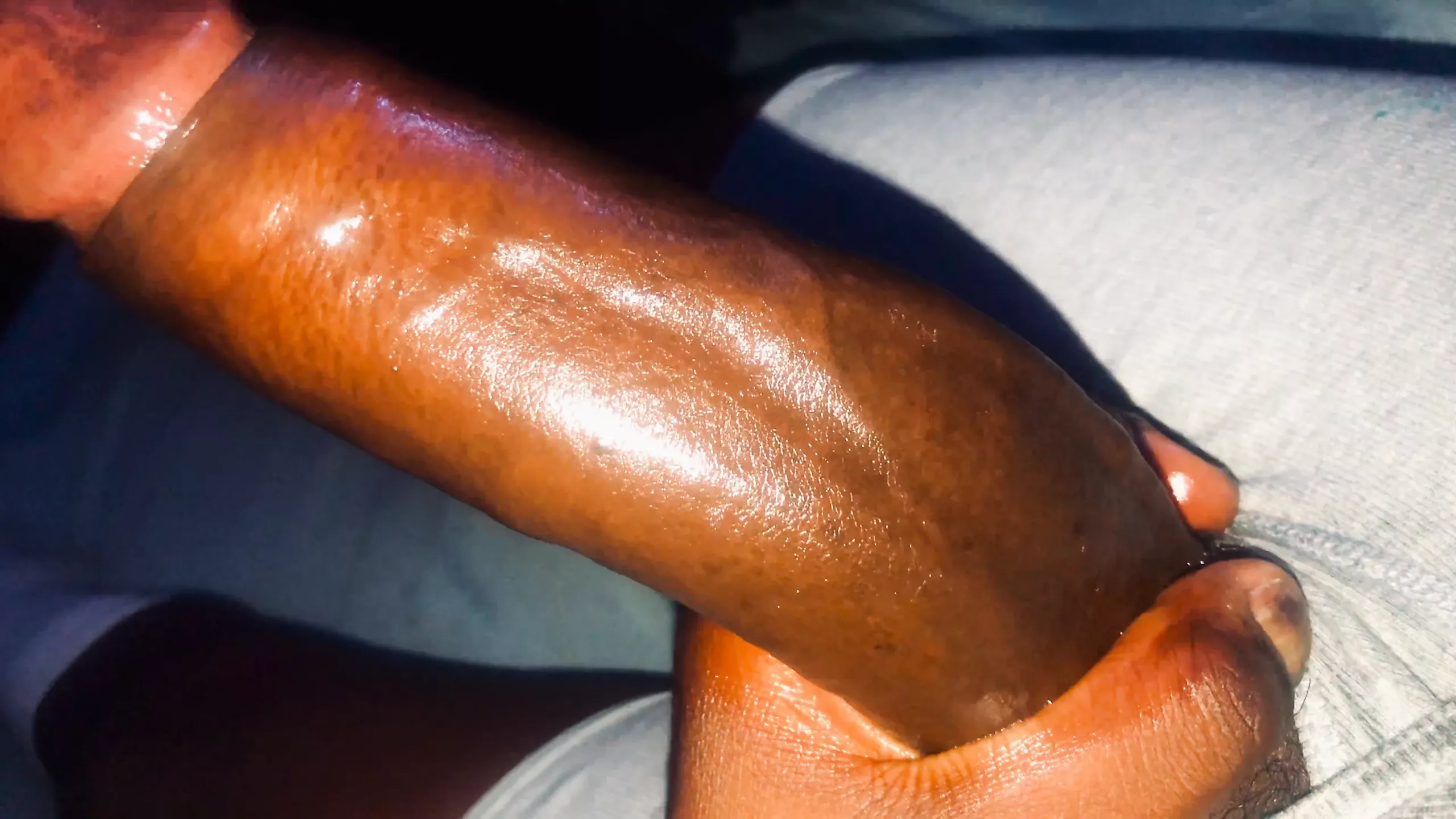 Jerking My Big Black Uncut Cock With Coconut Oil Snippet Gay Porn Feat 