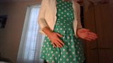 Amateur cross dresser in a cute poladots dress snapshot 1