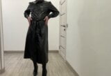 BDSM leather long maxi dress and overknee stiletto boots snapshot 2