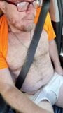 Pig pulls out his small hairy dad dick and jacks off in car snapshot 17