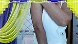 Cold. Hot housewife Lukerya with cheerful flirting warms herself in front of the webcam while sitting on the washing mac snapshot 11