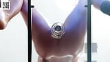 Riding transparent dildo on a glass table snapshot 9