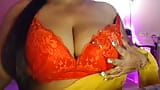 Hot Bhabhi pressed her boobs and gently pinched her nipples while opening her bra. snapshot 2