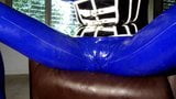 masturbation in my blue latex catsuit with condom snapshot 4