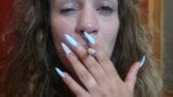 Giving a SLOPPY CLOSE-UP BLOWJOB TO A DILDO while SMOKING a CIGARETTE!! snapshot 10