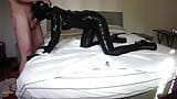 Laura on Heels sexy milf 2023 bound on latex catsuit and condom on her holes, throated and fucked snapshot 2