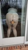 Hairy wife fucked herself on patio door snapshot 1