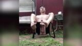 LiveNLove USES ASS SPREADING STOOL TO MASTURBATE OUTDOORS snapshot 3