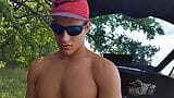 Slim boy jerks his cock outdoors and has a great orgasm snapshot 10